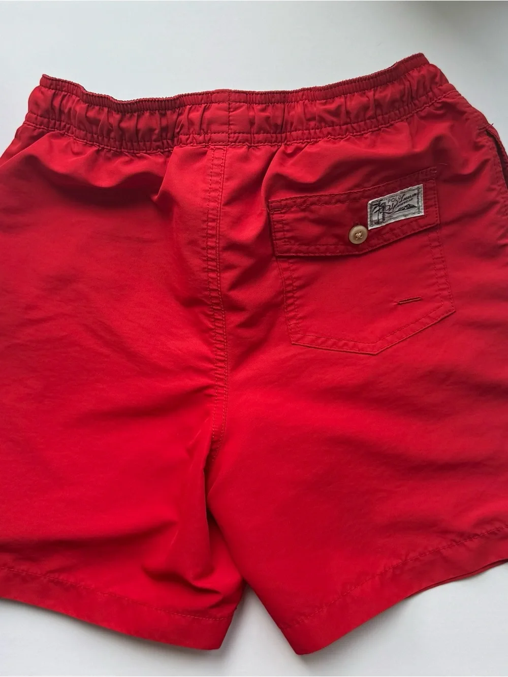 Polo by Ralph Lauren Boys M Bright Red Swim Trunks with Contrast Waistband